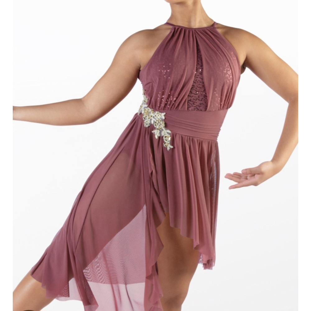 WEISSMAN 13171 Cascade Shirred Dance Costume SA Mauve 10,000 Miles Lyrical Dress